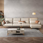 37.4" D 37.4" H Faux Leather Sofa & Chaise Cushions Flared Arm Sofa in Beige
