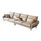 37.4" D 37.4" H Faux Leather Sofa & Chaise Cushions Flared Arm Sofa in Beige