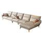 37.4" D 37.4" H Faux Leather Sofa & Chaise Cushions Flared Arm Sofa in Beige
