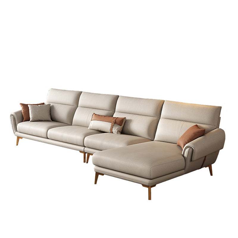 37.4" D 37.4" H Faux Leather Sofa & Chaise Cushions Flared Arm Sofa in Beige
