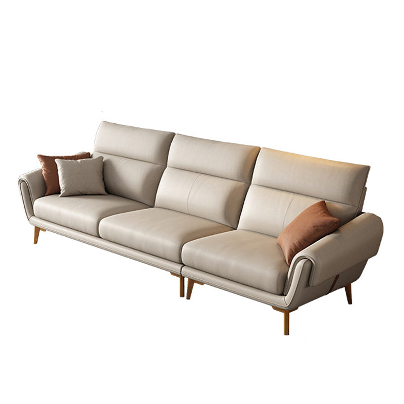 37.4" D 37.4" H Faux Leather Sofa & Chaise Cushions Flared Arm Sofa in Beige