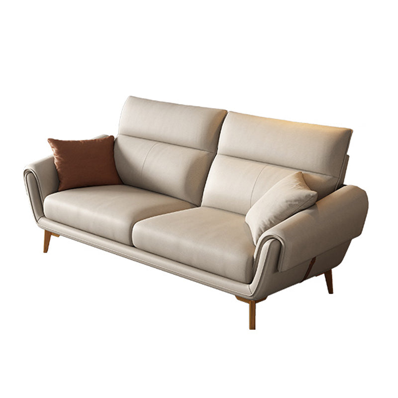 37.4" D 37.4" H Faux Leather Sofa & Chaise Cushions Flared Arm Sofa in Beige