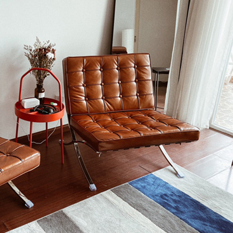 Faux Leather Accent Chair 29.52" L x 30.70" W x 30.70" H Tufted Lounge Chair Red Brown Clearhalo 'Accent Chairs' 'accent_chairs' 'Chairs & Seating' 'furn' 'furn_accent_chairs' 'Furniture' 'Living Room Furniture' 5412641