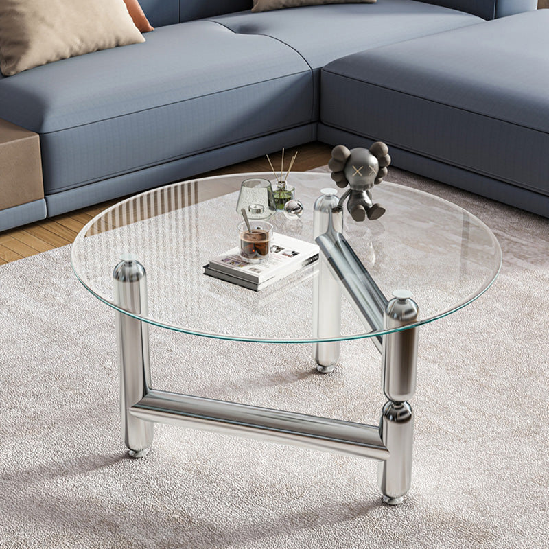 Moderner Stil transparenter Glas Tisch mit Metallbasis Couchtisch