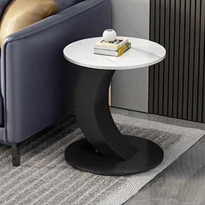 Abstract Base Design Oval/round Slate Table with Metal Base Coffee Table Black White Clearhalo 'Coffee & Accent Tables' 'Coffee Tables' 'coffee_tables' 'furn' 'furn_coffee_tables' 'Furniture' 'Living Room Furniture' 5412880
