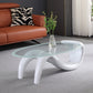 Glass Top Cocktail Table Oval Modern Minimalist Coffee Table White-Clear Clearhalo 'Coffee & Accent Tables' 'Coffee Tables' 'coffee_tables' 'furn' 'furn_coffee_tables' 'Furniture' 'Living Room Furniture' 5412936