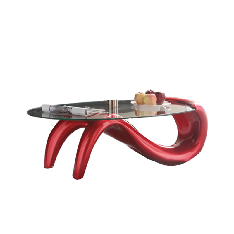 Glass Top Cocktail Table Oval Modern Minimalist Coffee Table Clearhalo 'Coffee & Accent Tables' 'Coffee Tables' 'coffee_tables' 'furn' 'furn_coffee_tables' 'Furniture' 'Living Room Furniture' 5412945