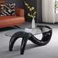 Glass Top Cocktail Table Oval Modern Minimalist Coffee Table Black Clearhalo 'Coffee & Accent Tables' 'Coffee Tables' 'coffee_tables' 'furn' 'furn_coffee_tables' 'Furniture' 'Living Room Furniture' 5412949