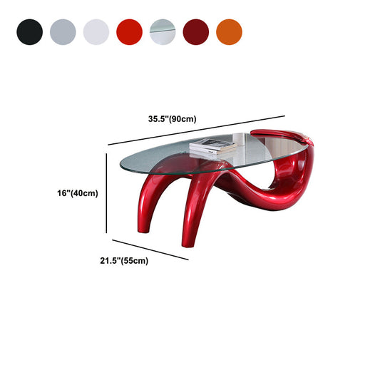 Tavolino da cocktail top in vetro ovale moderno tavolino minimalista