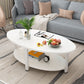 Solid Wood 4 Legs Coffee Table Modern Oval Coffee Table with Storage White White Clearhalo 'Coffee & Accent Tables' 'Coffee Tables' 'coffee_tables' 'furn' 'furn_coffee_tables' 'Furniture' 'Living Room Furniture' 5412966