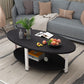 Solid Wood 4 Legs Coffee Table Modern Oval Coffee Table with Storage Black White Clearhalo 'Coffee & Accent Tables' 'Coffee Tables' 'coffee_tables' 'furn' 'furn_coffee_tables' 'Furniture' 'Living Room Furniture' 5412969