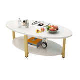 Solid Wood 4 Legs Coffee Table Modern Oval Coffee Table with Storage Clearhalo 'Coffee & Accent Tables' 'Coffee Tables' 'coffee_tables' 'furn' 'furn_coffee_tables' 'Furniture' 'Living Room Furniture' 5412970