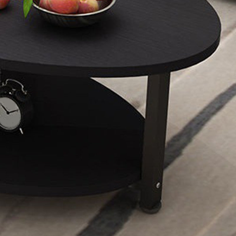 Solid Wood 4 Legs Coffee Table Modern Oval Coffee Table with Storage Clearhalo 'Coffee & Accent Tables' 'Coffee Tables' 'coffee_tables' 'furn' 'furn_coffee_tables' 'Furniture' 'Living Room Furniture' 5412972