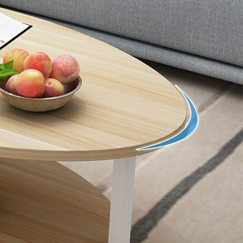 Solid Wood 4 Legs Coffee Table Modern Oval Coffee Table with Storage Clearhalo 'Coffee & Accent Tables' 'Coffee Tables' 'coffee_tables' 'furn' 'furn_coffee_tables' 'Furniture' 'Living Room Furniture' 5412974