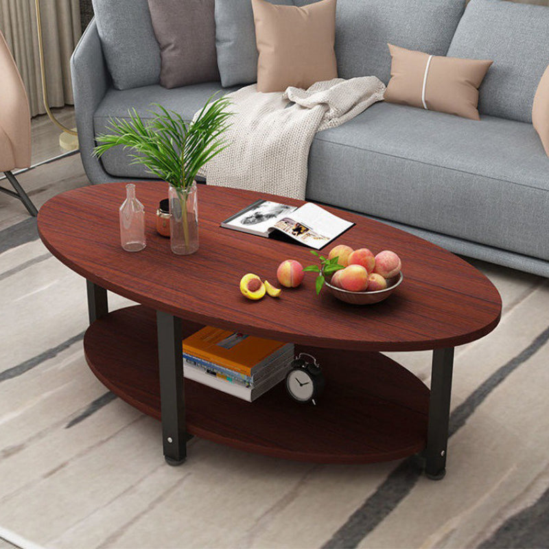 Solid Wood 4 Legs Coffee Table Modern Oval Coffee Table with Storage Camel Black Clearhalo 'Coffee & Accent Tables' 'Coffee Tables' 'coffee_tables' 'furn' 'furn_coffee_tables' 'Furniture' 'Living Room Furniture' 5412976