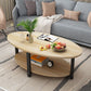 Solid Wood 4 Legs Coffee Table Modern Oval Coffee Table with Storage Nut-Brown Black Clearhalo 'Coffee & Accent Tables' 'Coffee Tables' 'coffee_tables' 'furn' 'furn_coffee_tables' 'Furniture' 'Living Room Furniture' 5412978