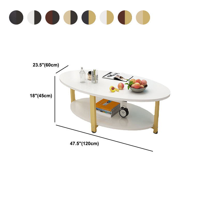 Solid Wood 4 Legs Coffee Table Modern Oval Coffee Table with Storage Clearhalo 'Coffee & Accent Tables' 'Coffee Tables' 'coffee_tables' 'furn' 'furn_coffee_tables' 'Furniture' 'Living Room Furniture' 5412980