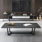 Modern Style Rectangular Slate Table with Metal Trestle Type Base Coffee Table