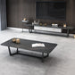 Modern Style Rectangular Slate Table with Metal Trestle Type Base Coffee Table
