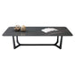 Modern Style Rectangular Slate Table with Metal Trestle Type Base Coffee Table