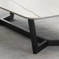 Modern Style Rectangular Slate Table with Metal Trestle Type Base Coffee Table