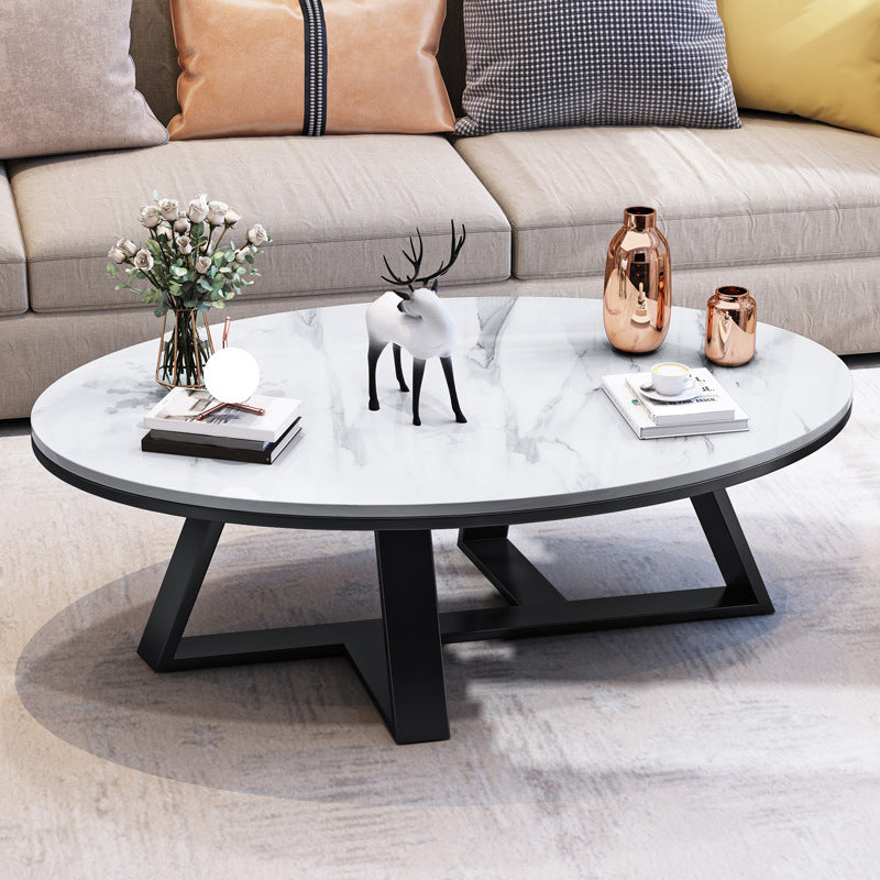Slate Oval Coffee Table Minimalist Coffee Table for Living Room White Black Clearhalo 'Coffee & Accent Tables' 'Coffee Tables' 'coffee_tables' 'furn' 'furn_coffee_tables' 'Furniture' 'Living Room Furniture' 5413016