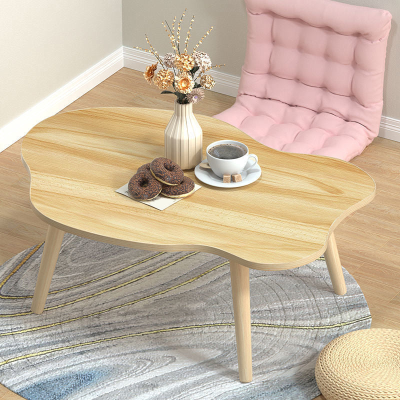 Modern Wooden Free Form Coffee Table with 4 Natural Wooden Legs