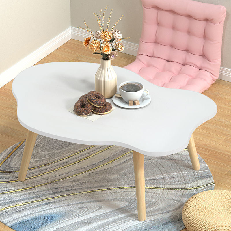 Modern Wooden Free Form Coffee Table with 4 Natural Wooden Legs