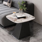 Rectangular Stone End Table Modernism Pedestal Side Table, 23.6" W x 19.7" D x 23.6" H