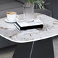 Rectangular Stone End Table Modernism Pedestal Side Table, 23.6" W x 19.7" D x 23.6" H