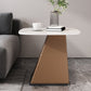 Rectangular Stone End Table Modernism Pedestal Side Table, 23.6" W x 19.7" D x 23.6" H