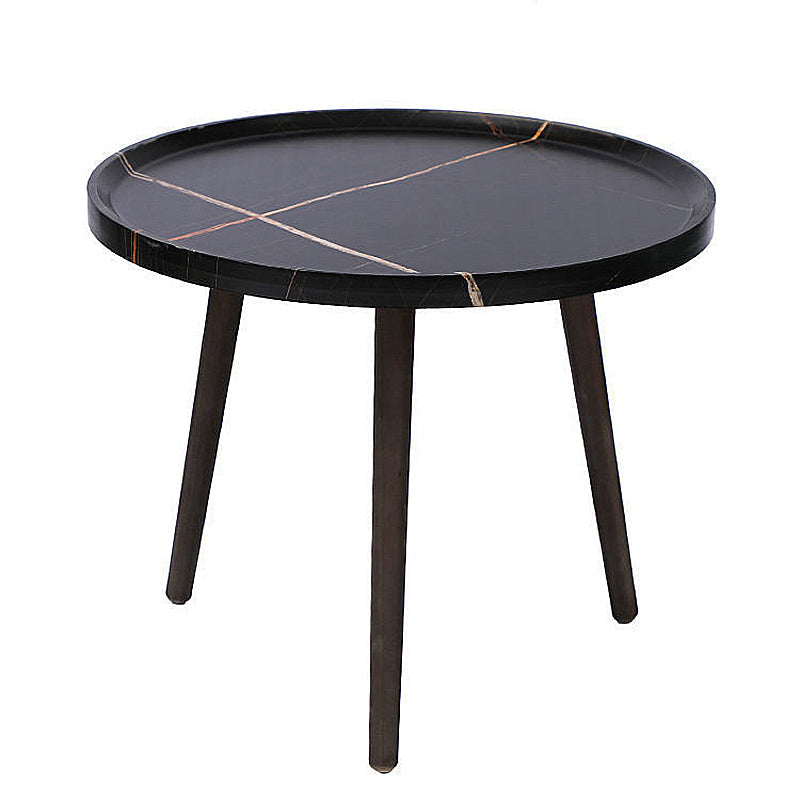 モダンラウンド/楕円形の木材エンドテーブルトレイトップソファサイドテーブルブラック/ホワイト/ブラウン