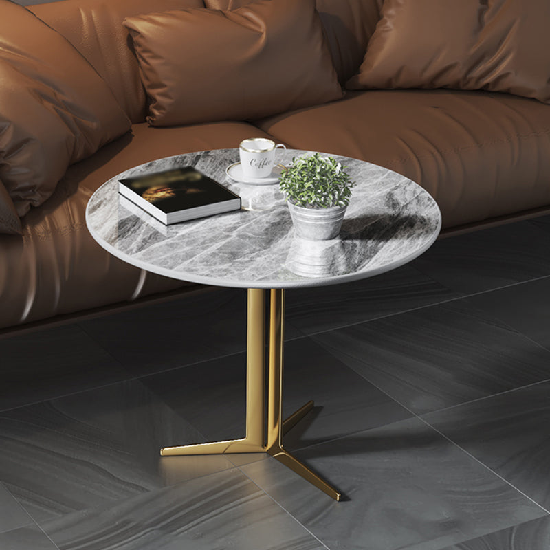 Crossed Base Design Rock Plate Top Fon Gold / Noir Table d'appoint Round Round