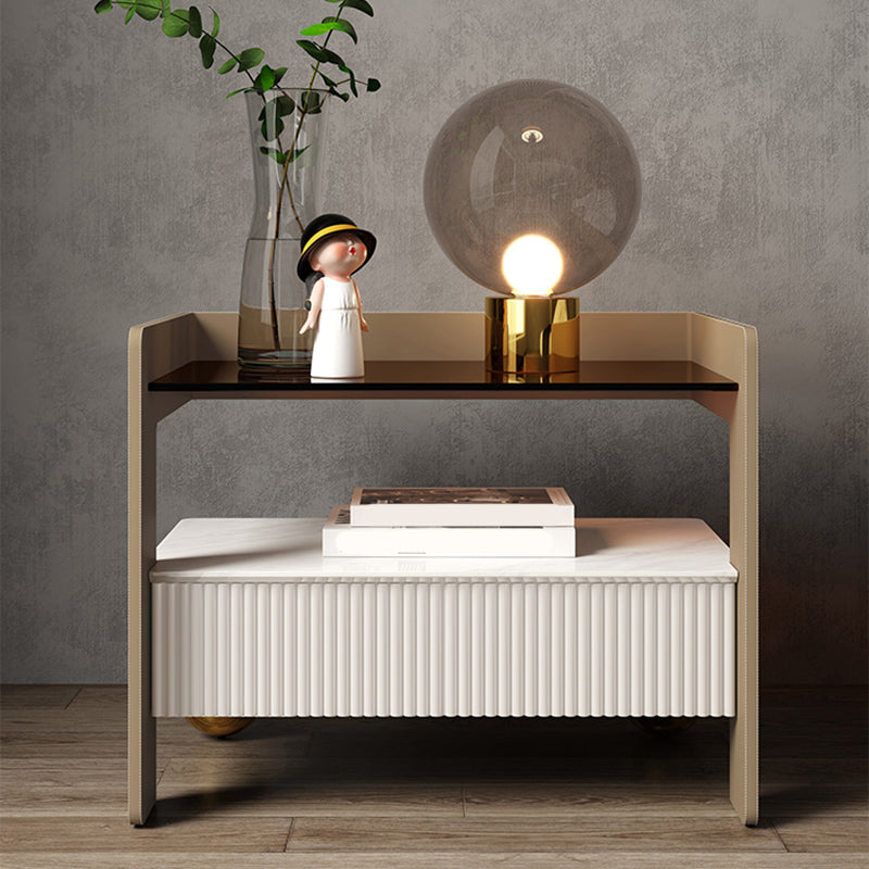 18.89 "Alto 1 - Cajón nocturno moderno de vidrio con almacenamiento abierto