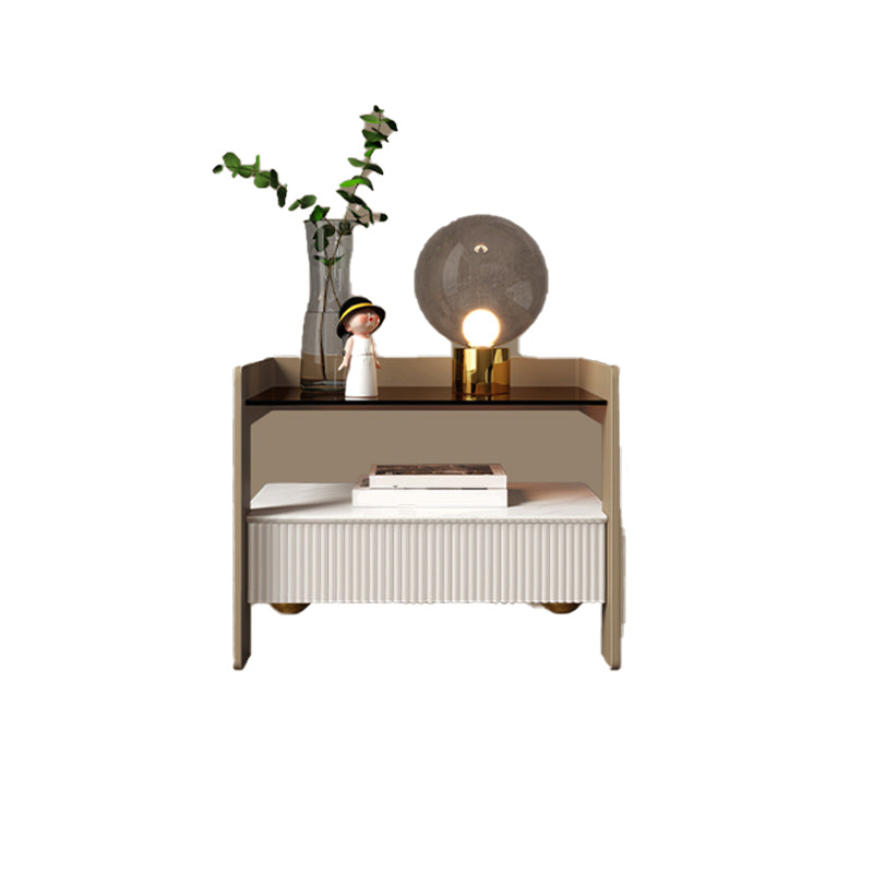 18.89 "Alto 1 - Cajón nocturno moderno de vidrio con almacenamiento abierto