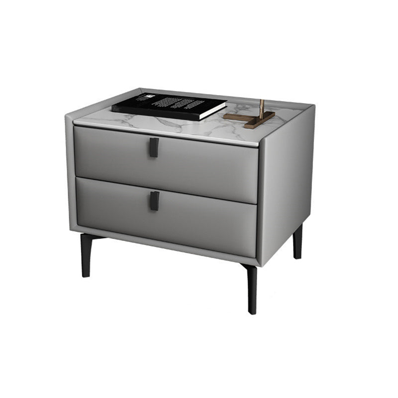 Solid Wood Bedside Table, Modern 2 - Drawer Stone Top Nightstand Clearhalo 'Bedroom Furniture' 'furn' 'furn_night_stand' 'Furniture' 'night_stand' 'Nightstands' 5413533