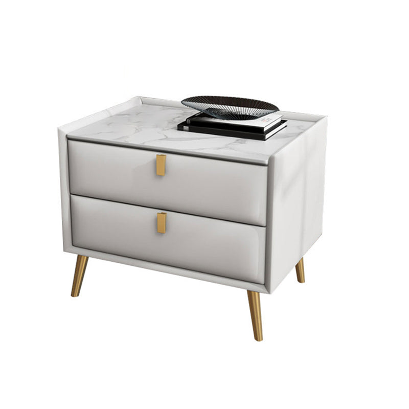 Solid Wood Bedside Table, Modern 2 - Drawer Stone Top Nightstand Clearhalo 'Bedroom Furniture' 'furn' 'furn_night_stand' 'Furniture' 'night_stand' 'Nightstands' 5413542