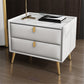Solid Wood Bedside Table, Modern 2 - Drawer Stone Top Nightstand Off-White Gold Clearhalo 'Bedroom Furniture' 'furn' 'furn_night_stand' 'Furniture' 'night_stand' 'Nightstands' 5413549