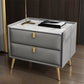 Solid Wood Bedside Table, Modern 2 - Drawer Stone Top Nightstand Light Gray Gold Clearhalo 'Bedroom Furniture' 'furn' 'furn_night_stand' 'Furniture' 'night_stand' 'Nightstands' 5413551