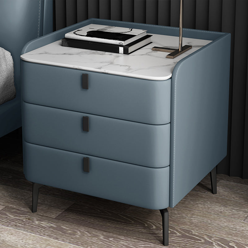 Comodino in legno con 3 cassetti contemporanei da 25 "alto comodino