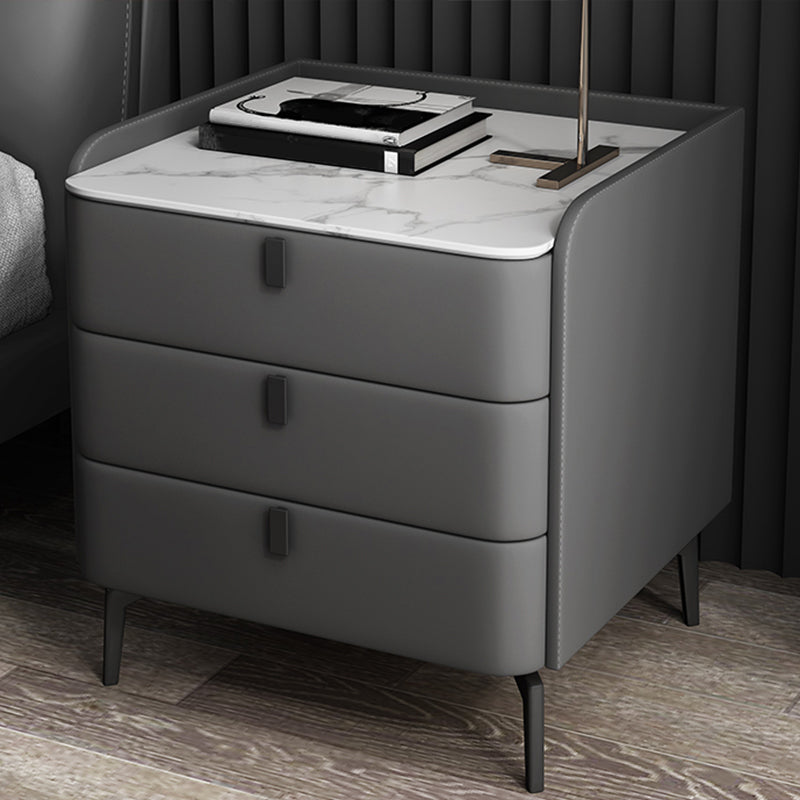 Comodino in legno con 3 cassetti contemporanei da 25 "alto comodino