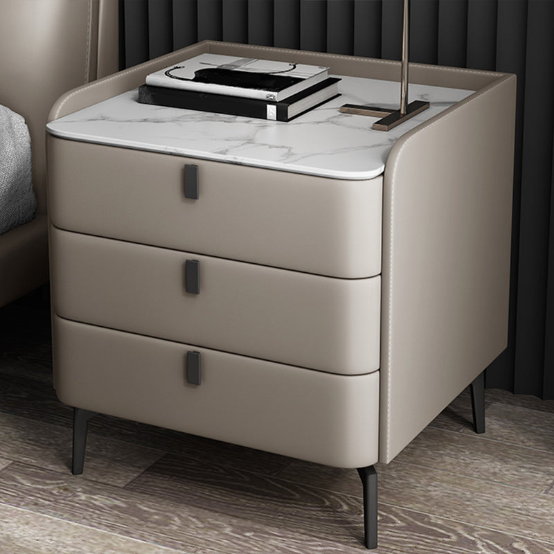 Comodino in legno con 3 cassetti contemporanei da 25 "alto comodino