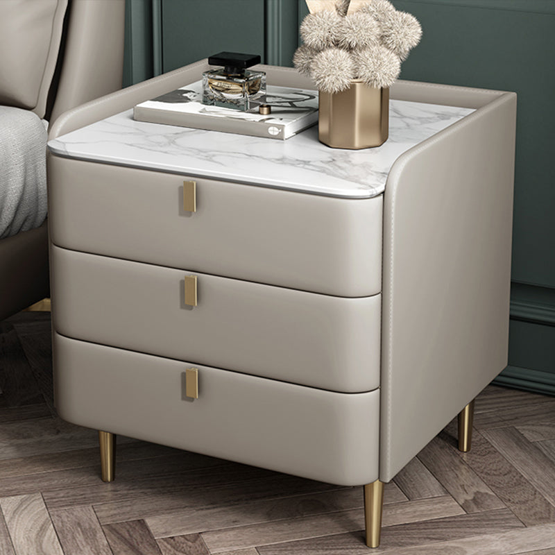 Comodino in legno con 3 cassetti contemporanei da 25 "alto comodino