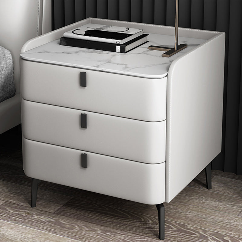 Comodino in legno con 3 cassetti contemporanei da 25 "alto comodino