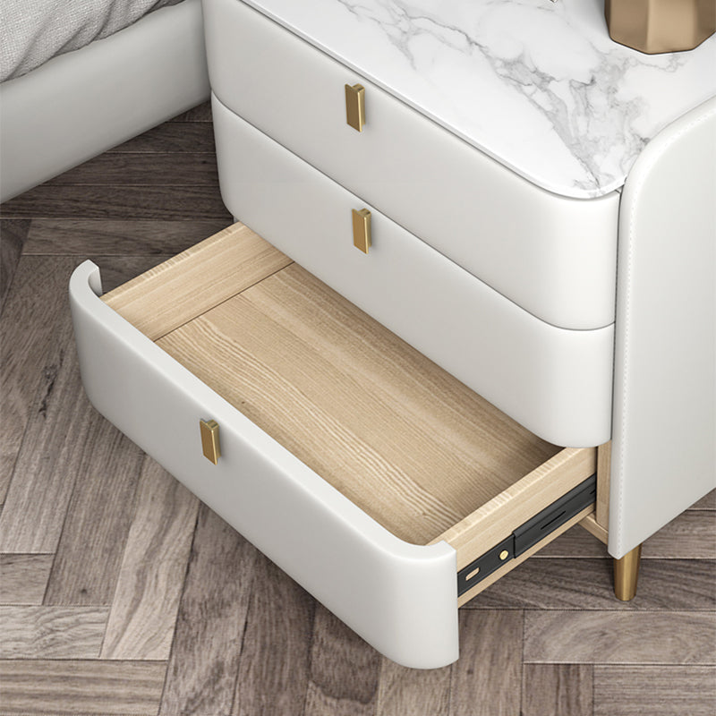 Comodino in legno con 3 cassetti contemporanei da 25 "alto comodino