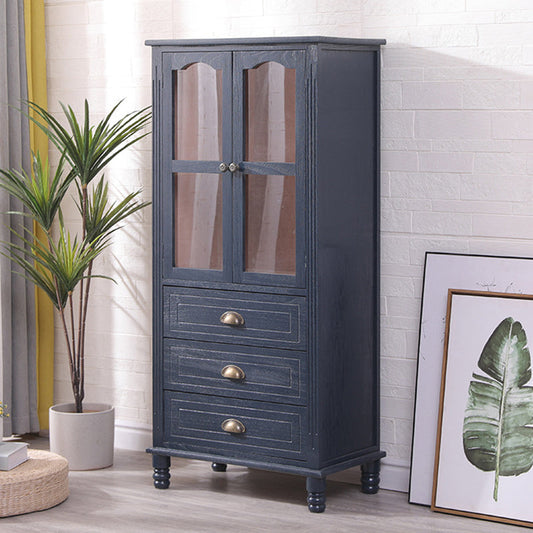 23.62" L x 13.77" W Industrial Wood Accent Cabinet with Drawer Rectangle Side Cabinet 23.6"L x 13.8"W x 51.1"H Blue