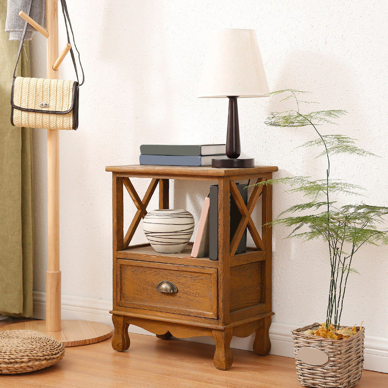 Mid-Century Modern Wood Accent Chest with Drawer Rectangle Chest 17.5"L x 12"W x 23.5"H Brown Clearhalo 'Cabinets & Chests' 'cabinets_chests' 'furn' 'furn_cabinets_chests' 'Furniture' 'Living Room Furniture' 5413854