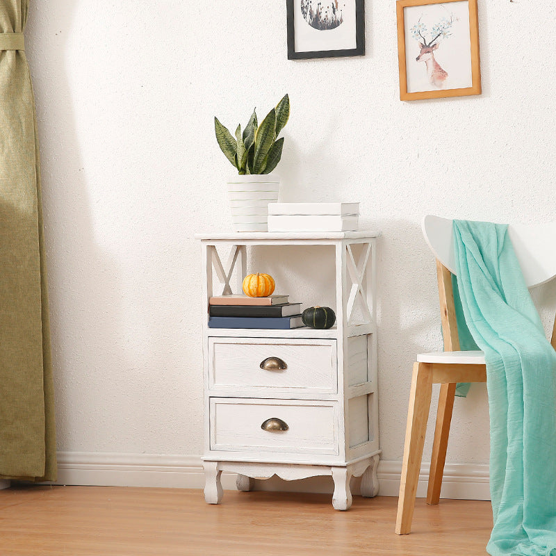 Mid-Century Modern Wood Accent Chest with Drawer Rectangle Chest 18"L x 12"W x 29.5"H White Clearhalo 'Cabinets & Chests' 'cabinets_chests' 'furn' 'furn_cabinets_chests' 'Furniture' 'Living Room Furniture' 5413856