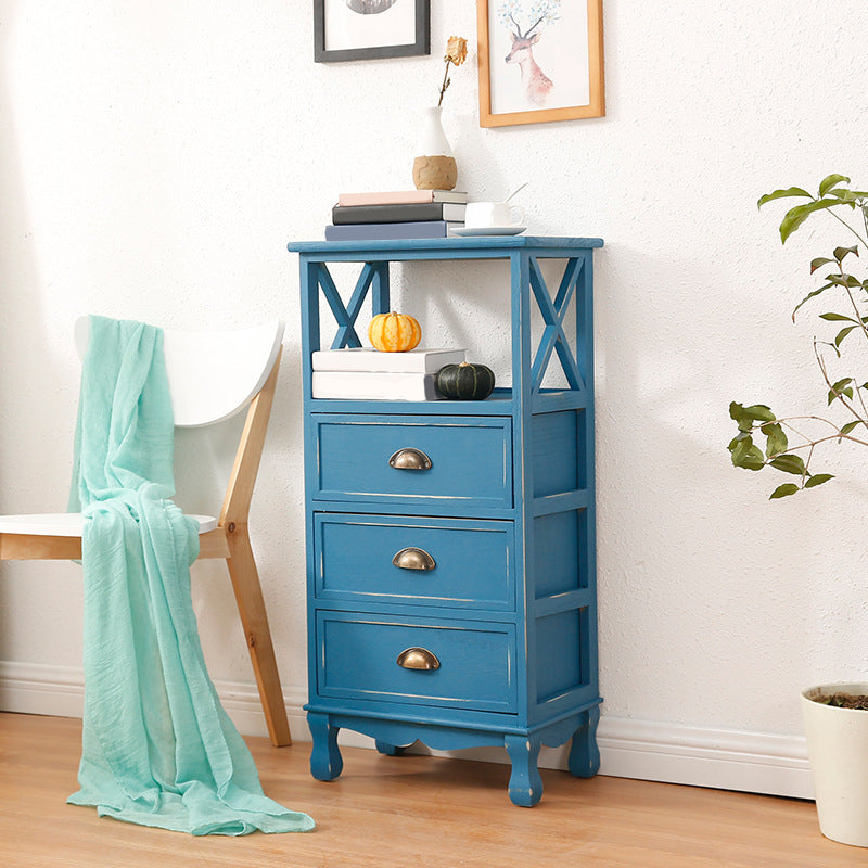 Mid-Century Modern Wood Accent Chest with Drawer Rectangle Chest 18"L x 12"W x 36"H Blue Clearhalo 'Cabinets & Chests' 'cabinets_chests' 'furn' 'furn_cabinets_chests' 'Furniture' 'Living Room Furniture' 5413859