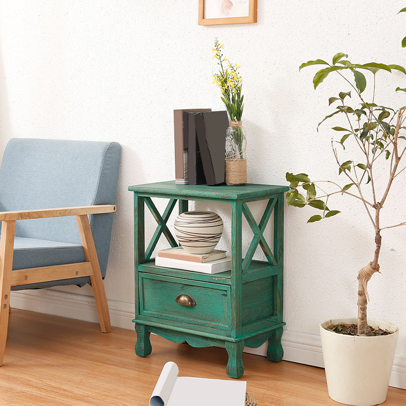 Mid-Century Modern Wood Accent Chest with Drawer Rectangle Chest 17.5"L x 12"W x 23.5"H Green Clearhalo 'Cabinets & Chests' 'cabinets_chests' 'furn' 'furn_cabinets_chests' 'Furniture' 'Living Room Furniture' 5413861